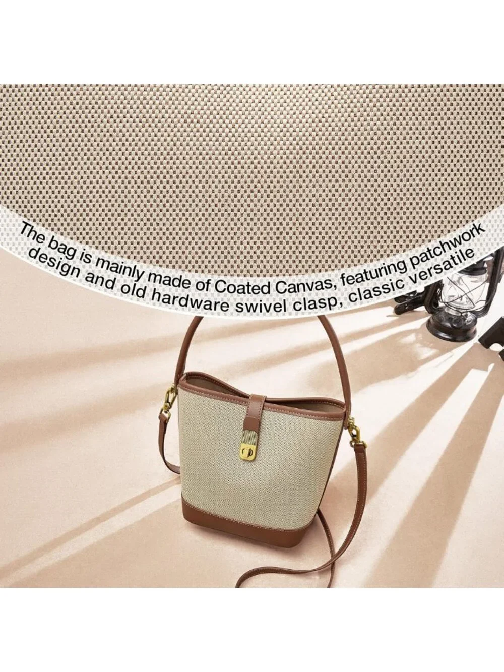 Trendy Coated Canvas Bucket Crossbody Bag for Women | Small Satchel Purse with